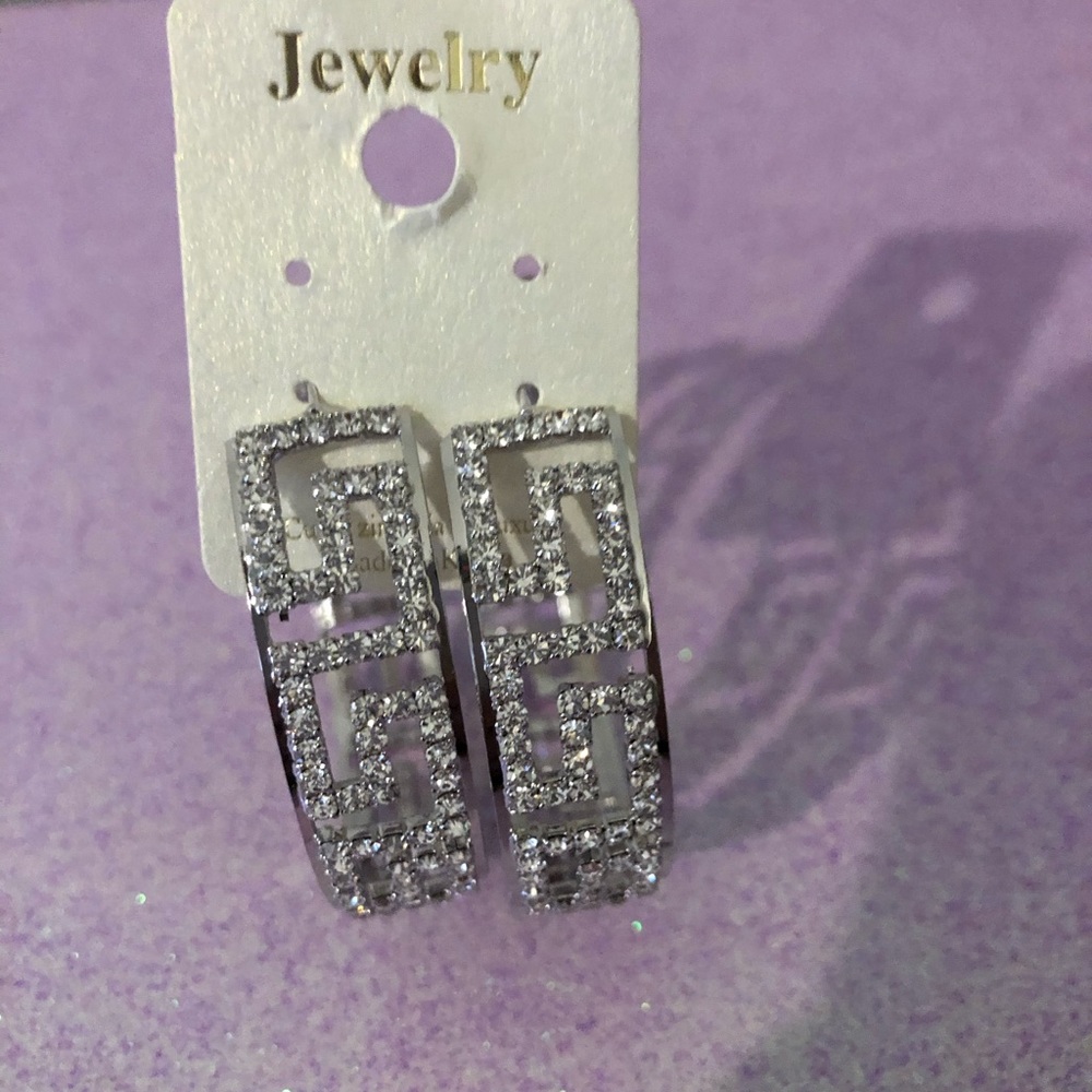 Rhinestone Fashion Hoop Earrings.